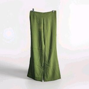 Zara Woman Green Dress Pants Trousers Size M Straight Leg High Waist Zip Closure